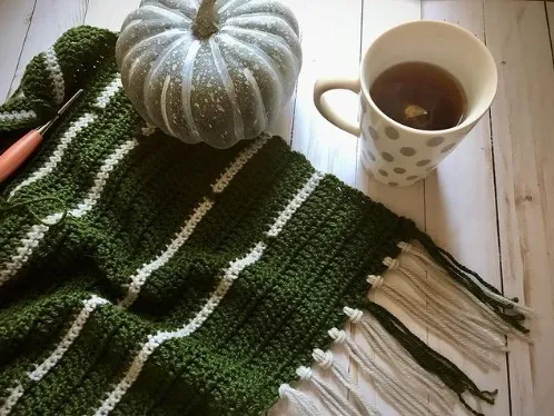 a  modern plaid blanket wrap crochet pattern