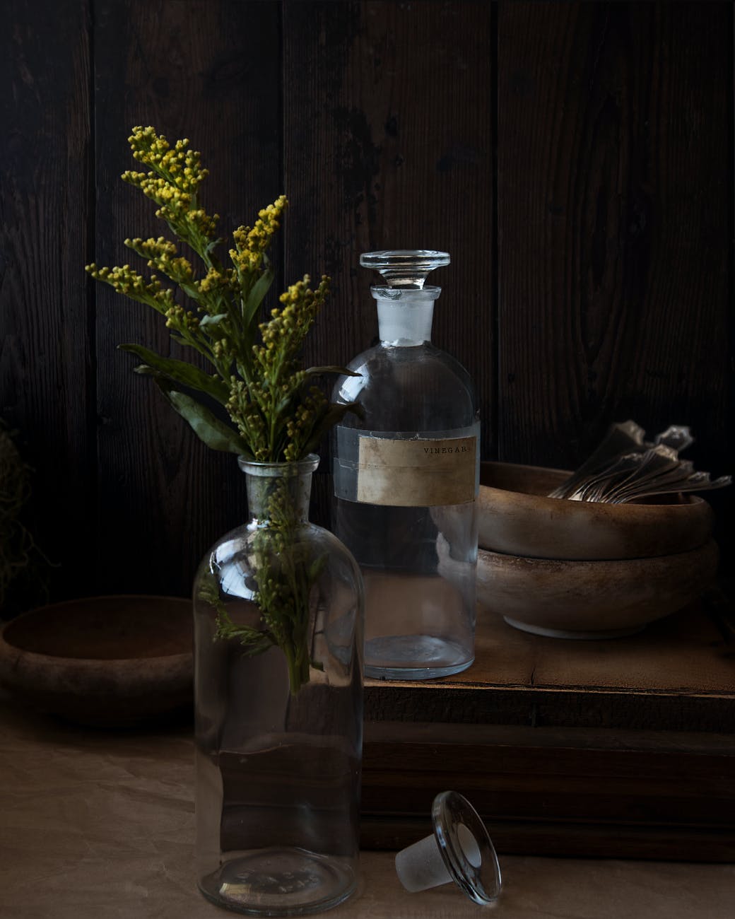 two crystal clear bottles