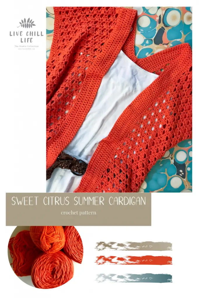 crochet mesh cardigan orange color