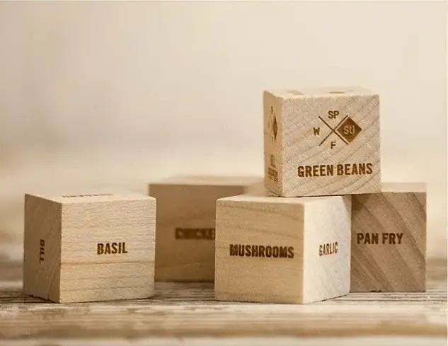 foodie wood dice game