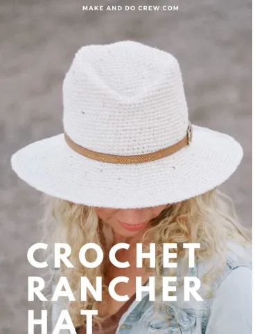 crochet fedora hat on blonde woman