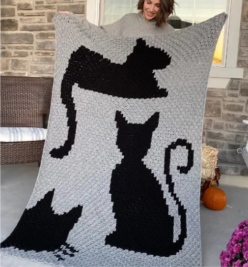 cat crochet blanket pattern