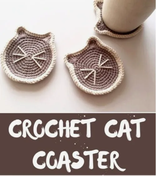 crochet cat coaster free pattern