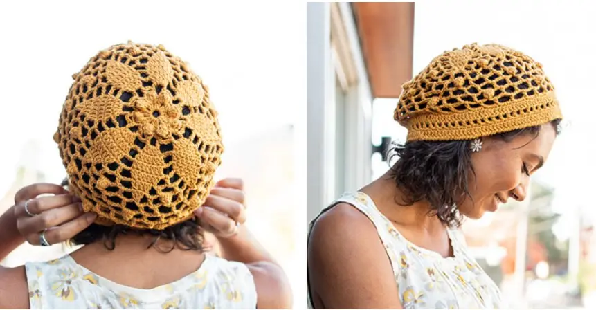 crochet summer beret hat