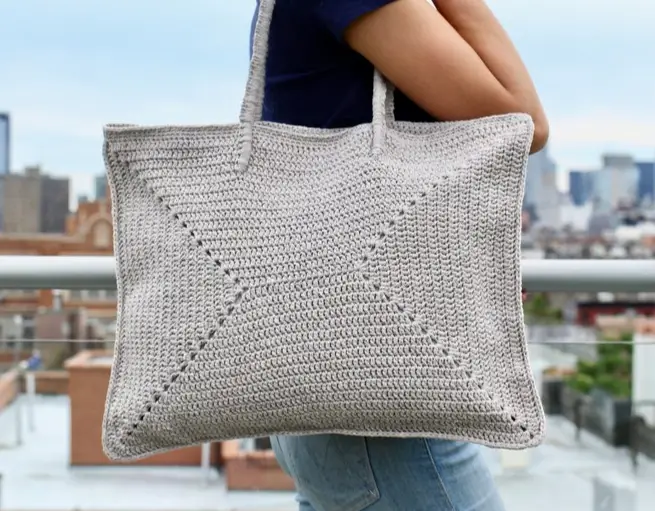 Modern large crochet tote