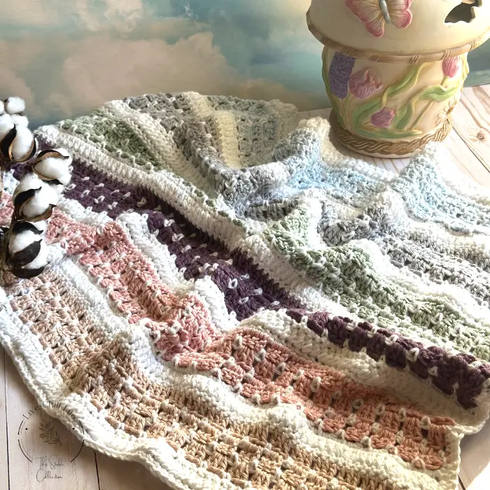 Crochet rainbow striped blanket