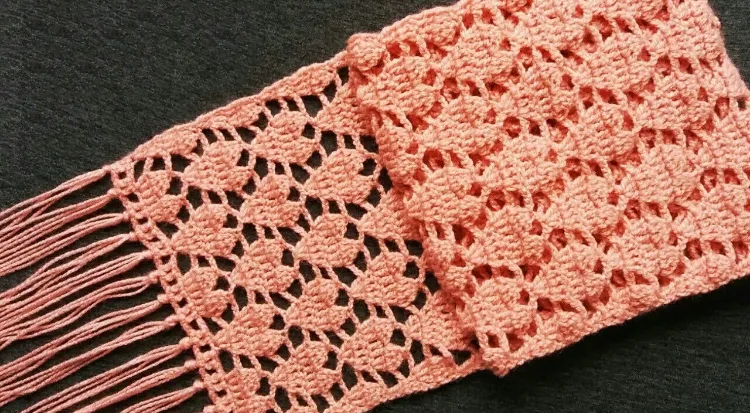 heart stitch crochet scarf
