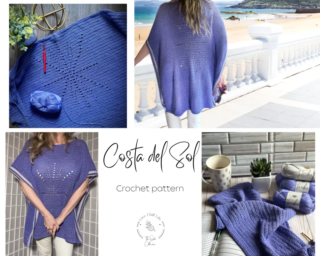 crochet poncho in blue