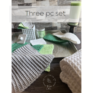crochet waffle spa set pattern