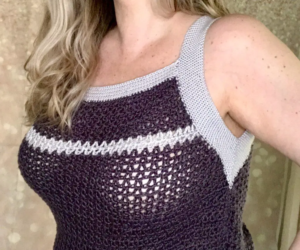 Two tone crochet tank top