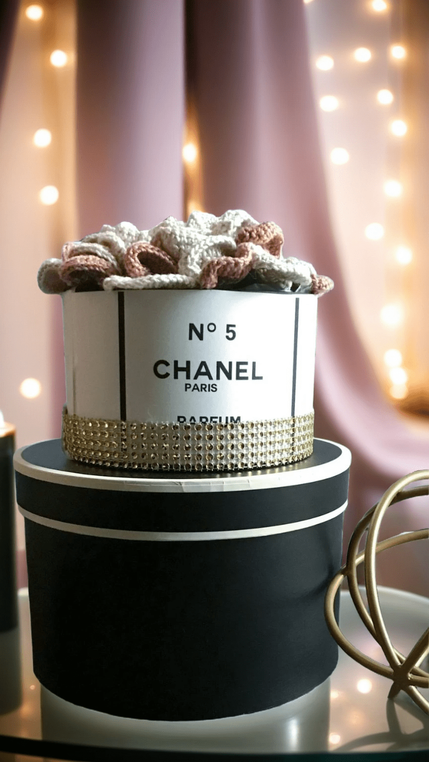 crochet rose designer flower box
