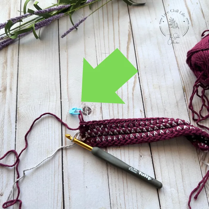 stitch marker at end of row