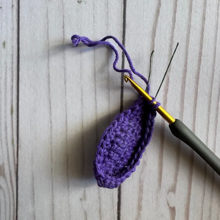 crochet flower petal tulip in purple