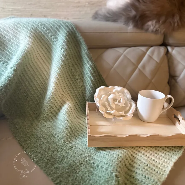 crochet shawl in green