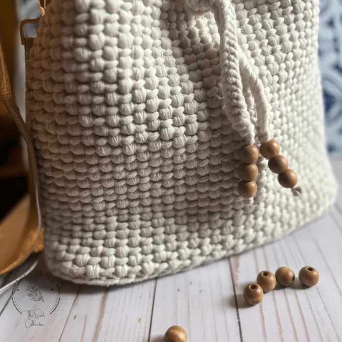 off white crochet bag