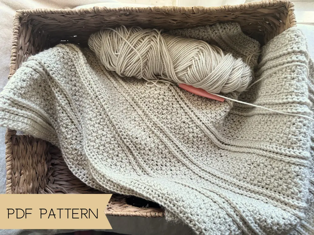 crochet blanket in a basket