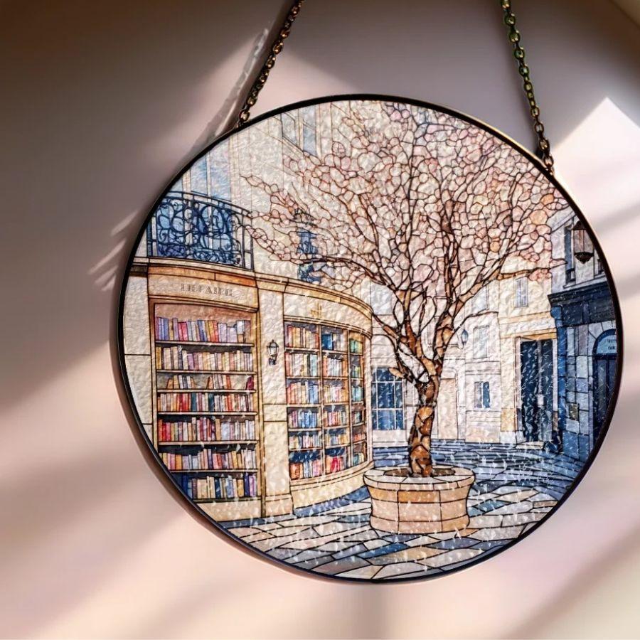 stained glass paris in the spring bookstore for a book lover gift idea
