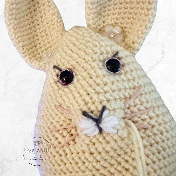 yellow crochet bunny head