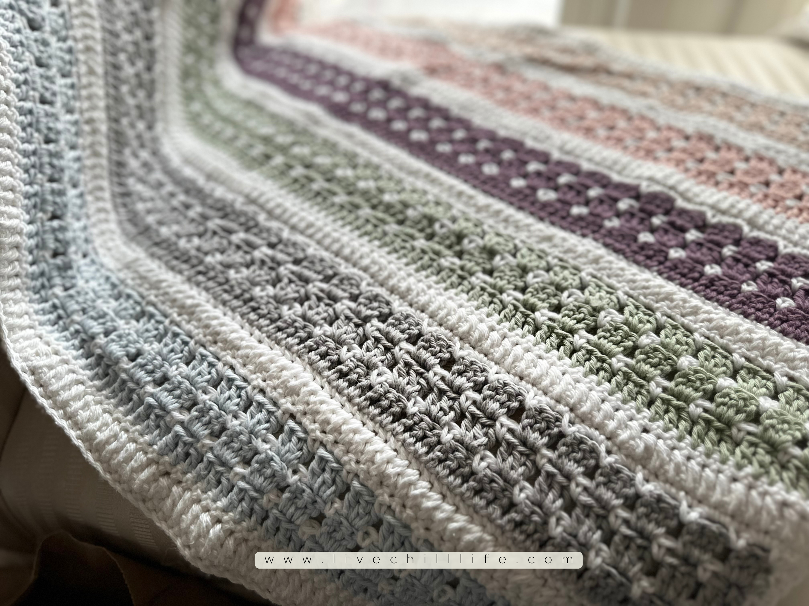 rainbow crochet striped blanket