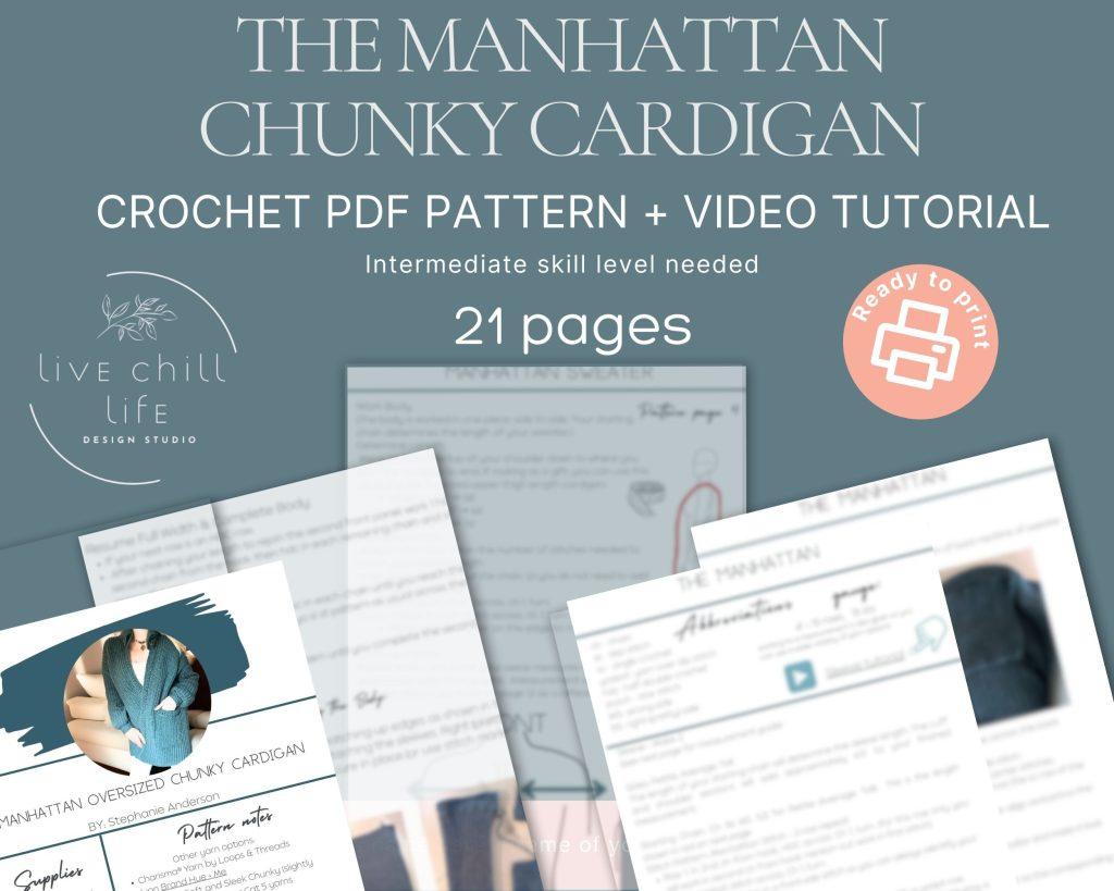 PDF crchcet pattern pages to make a chunky cardigan for women