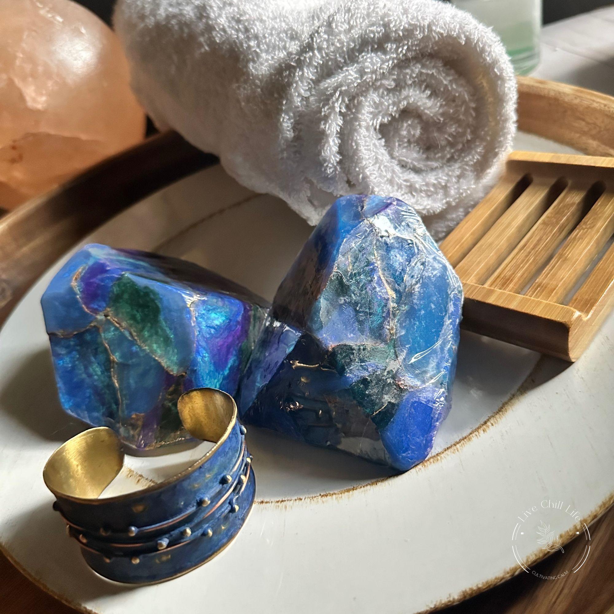 crystal body bar with bracelet intention set to easy anxiety