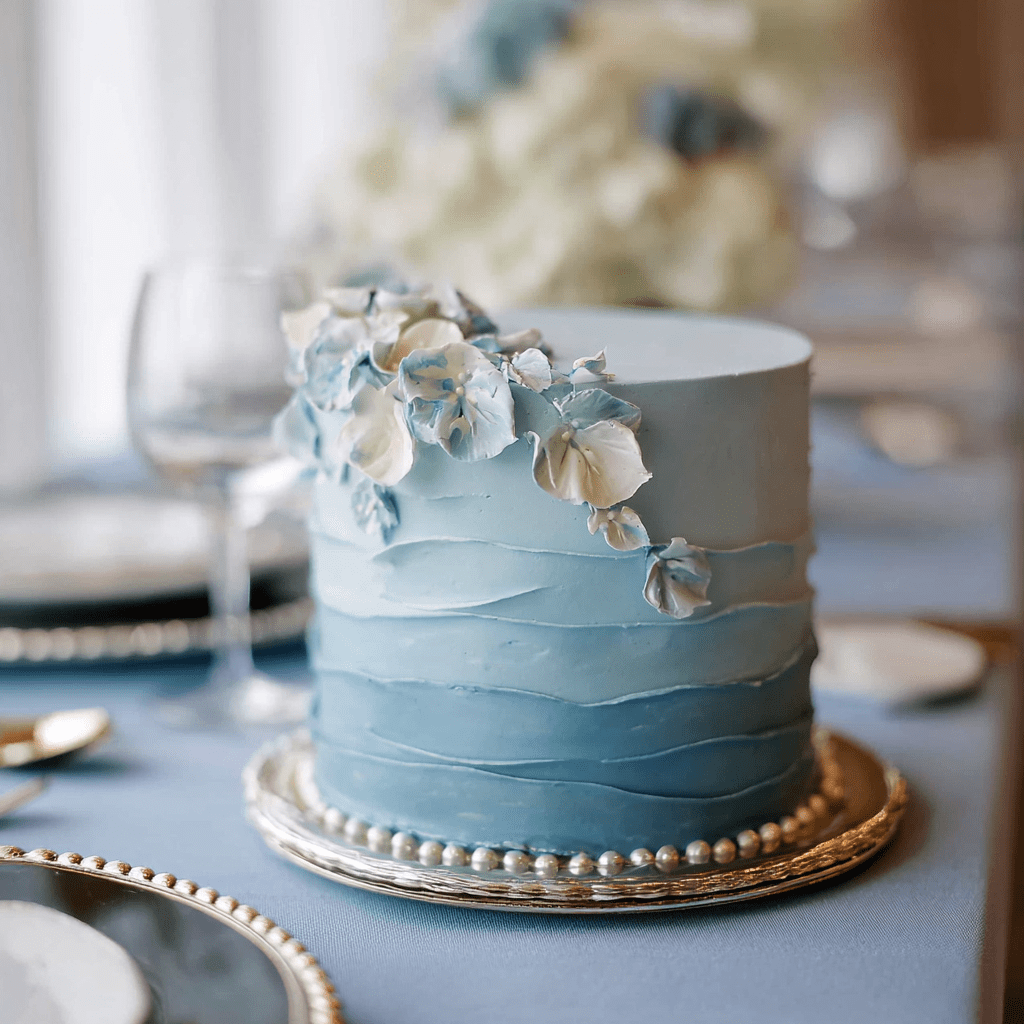 blue bridal shower cake